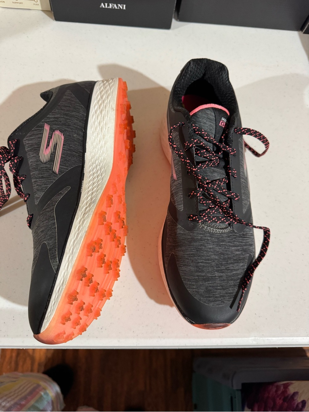 Skechers Women's Charcoal Athletic Sneakers with Coral Soles Golf